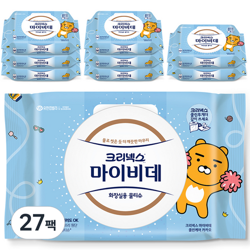 크리넥스 마이비데 클린케어 비데티슈 캡형, 40매입, 9개