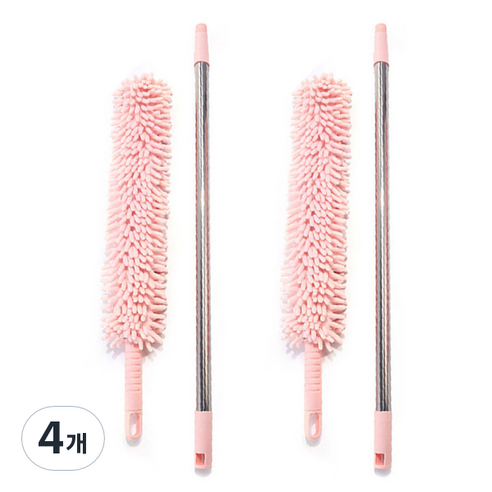 블럭마트 휘어지는 심플 먼지털이개, 핑크, 4개