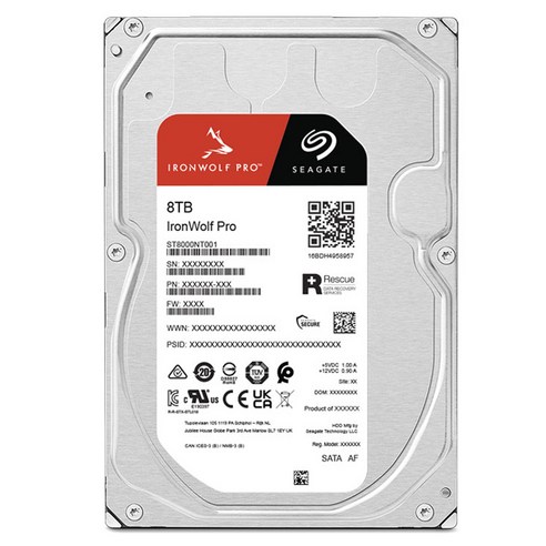 씨게이트 IronWolf Pro HDD, ST8000NT001, 8192GB