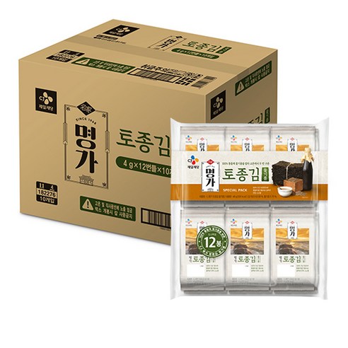 CJ 명가 토종김 들기름 12p, 48g x 10개, 10개