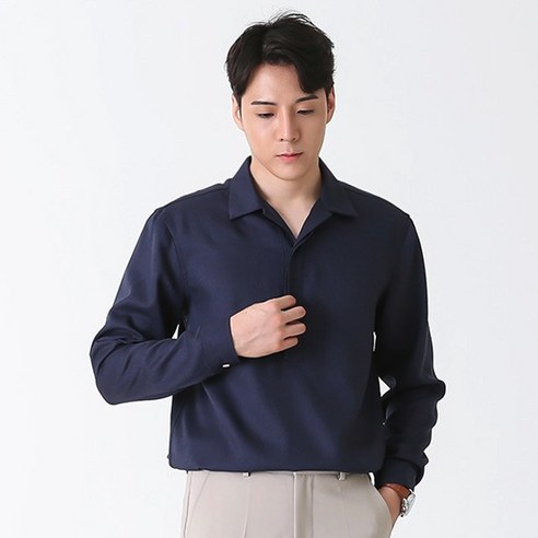 단군 남성용 링클프리 히든버튼 반오픈 셔츠
