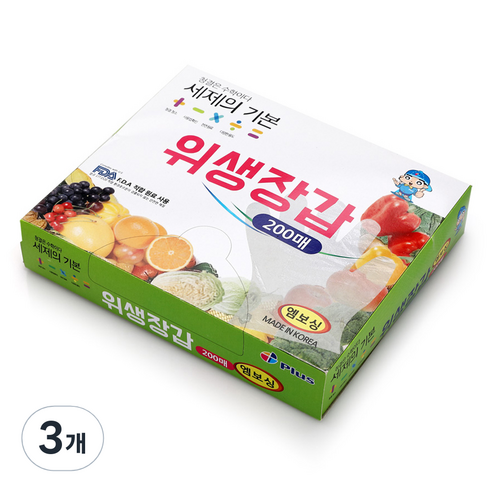 세제의기본 아피스 위생장갑 200매 1개 1개 200매, 3개