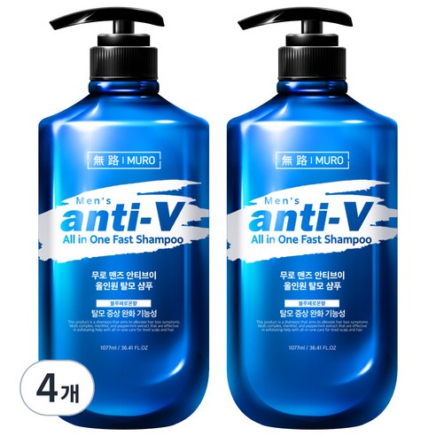 무로 맨즈 안티브이 멘톨 올인원 탈모 샴푸 블루페로몬향, 8개, 1077ml