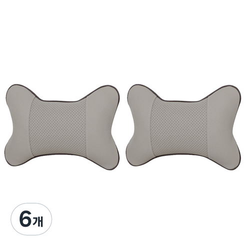 블럭마트 차량용 가죽 목베게 목쿠션 2p, 그레이, 6개