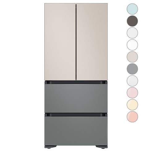 [색상선택형] 삼성전자 비스포크 김치플러스 프리스탠딩 4도어 냉장고 586L 방문설치, RQ58C9442AP, 새틴 베이지