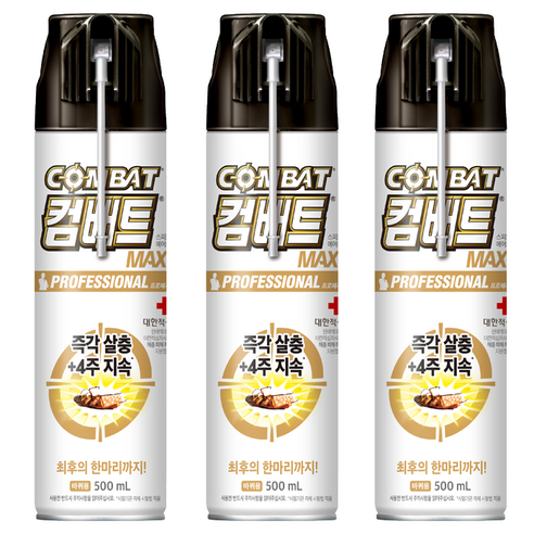 컴배트 프로페셔널 맥스 바퀴용 에어졸, 500ml, 3개