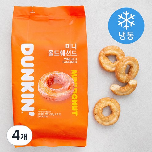 던킨도너츠 미니 올드훼션드 도넛츠 (냉동), 36g, 10개입, 4개