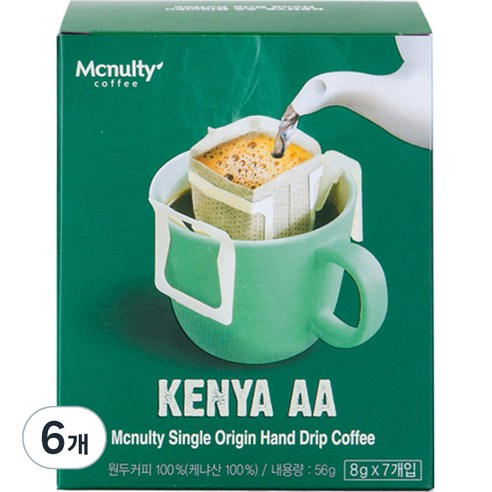 맥널티 케냐 AA 핸드드립 원두커피, 8g, 7개입, 6개