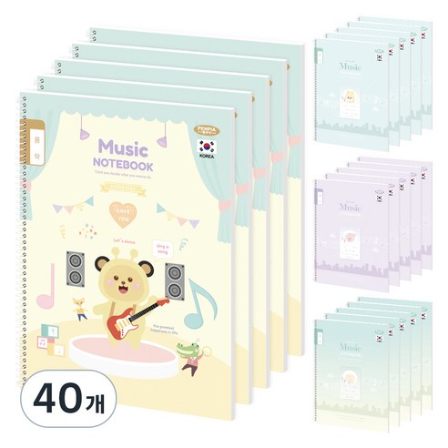 펜피아 1 000 초등 스프링노트 1-6음악 공용, 랜덤 발송, 40개