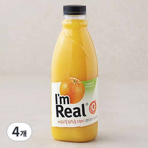 풀무원 아임리얼 순수착즙오렌지, 700ml, 4개