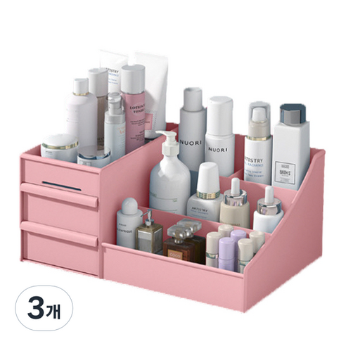 그뤠잇라이프 다용도 화장품 정리함 핑크, 3개