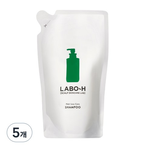 라보에이치 탈모증상완화 약산성 두피강화 비건 샴푸 리필팩, 400ml, 5개