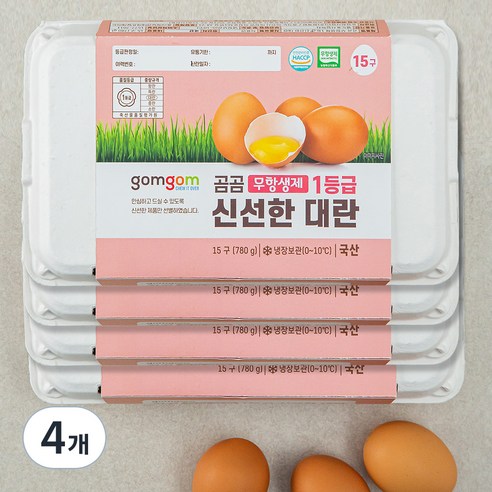 곰곰 무항생제 1등급 신선한 대란, 15구, 4개