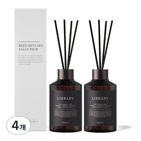 에이센트 실속형 디퓨저, 라이브러리, 200ml, 4개