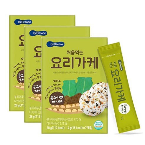 베베쿡 처음 먹는 요리가케, 28g, 3개, 콩고기와 다시마