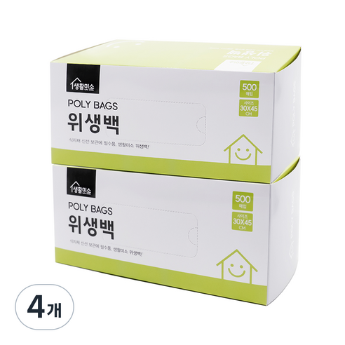 생활미소 위생백 대 30cm x 45cm, 대(L), 500개입, 4개