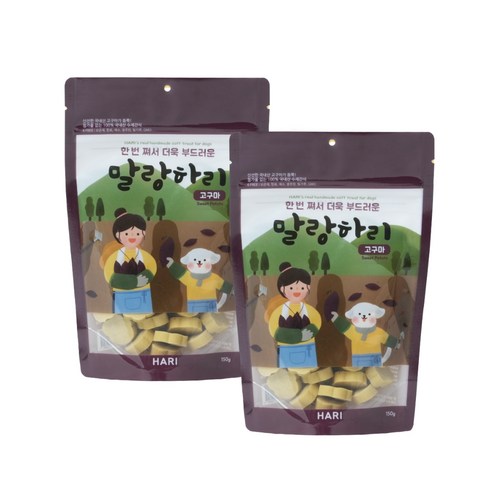말랑하리 강아지 수제 간식 150g, 고구마맛, 2개