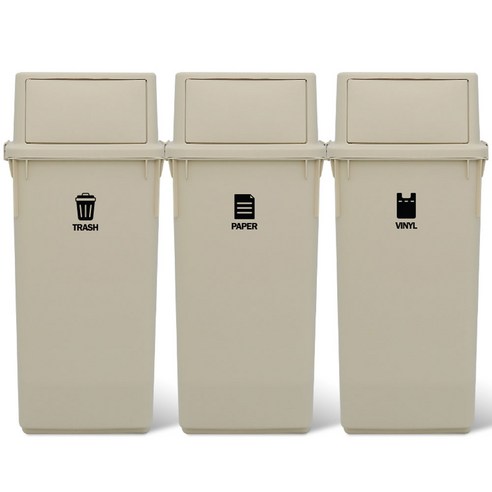 라이피스트 컬러빈 분리수거함 60L, 베이지, 3개