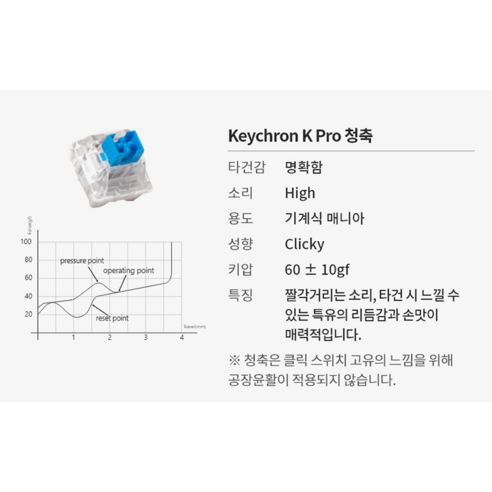 경쾌한 타건감과 게임 몰입도를 높여주는 키크론 K Pro 청축 스위치