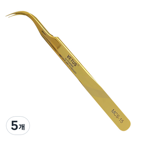 비투스 속눈썹 핀셋 MCS-15, 5개, 골드