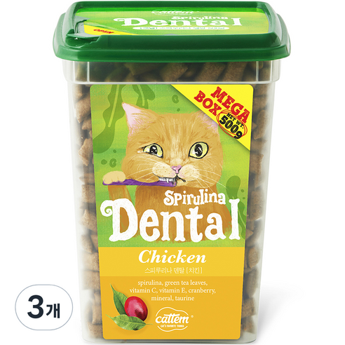 캣템 고양이 스피루리나 덴탈 간식, 치킨, 500g, 3개