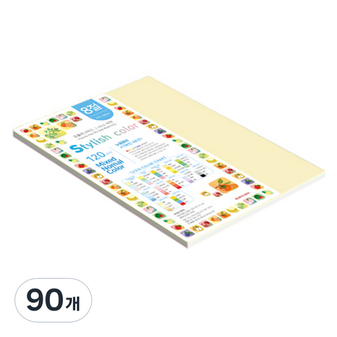 종이문화 스타일리쉬 얇은 혼합색지 120g 01 SN Tone Shallow, 90개, 8절