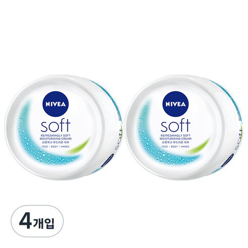 니베아 소프트 리프레싱 모이스처라이징 크림, 200ml, 4개