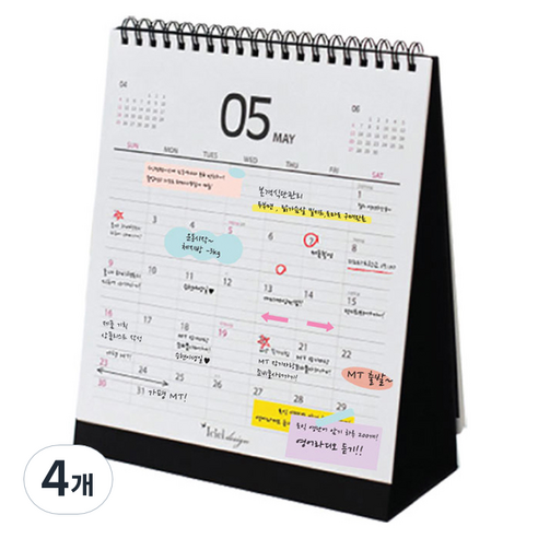 아이씨엘디자인 Desk Calendar 2025, black, 4개