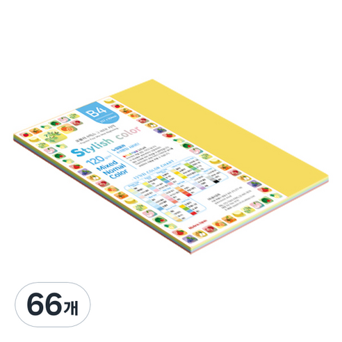 종이문화 스타일리쉬 얇은 혼합색지 120g 12 SN Vivid Tone, 66개, B4