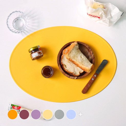 에이드엘 슬림 오발 실리콘 테이블매트 2p, 치즈, 383 x 269mm