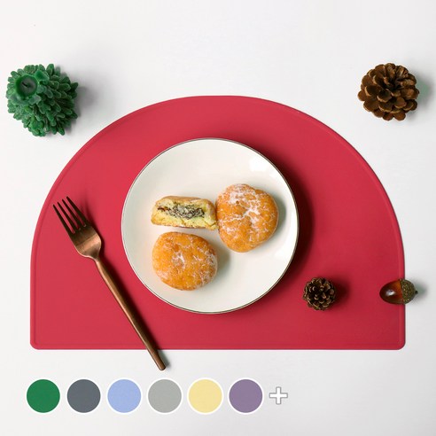 에이드엘 슬림 아치 실리콘 테이블매트 2p, 코랄레드, 386 x 268mm