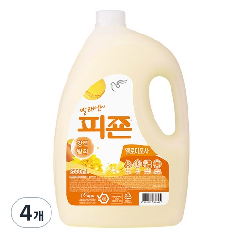 피죤 레귤러 섬유유연제 옐로미모사 본품, 2.5L, 4개