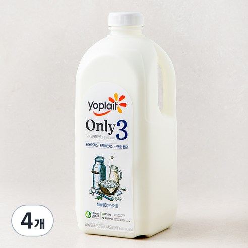 요플레 ONLY 3 플레인 요거트 대용량, 1800ml, 4개