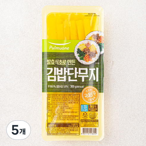 풀무원 발효식초로 만든 김밥단무지, 300g, 5개