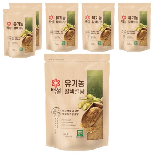 백설 유기농 갈색설탕, 400g, 6개