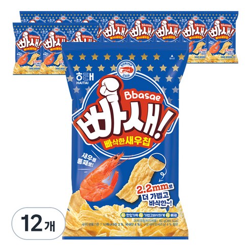 해태제과 빠새 빠삭한새우칩, 60g, 12개
