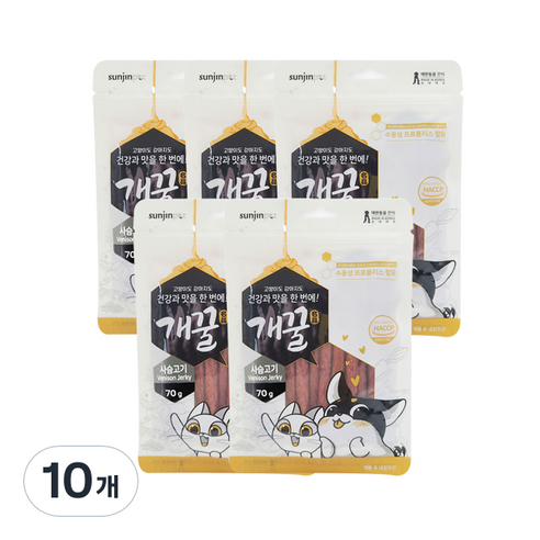개꿀 반려동물 간식 프로폴리스 져키 사슴고기, 70g, 10개