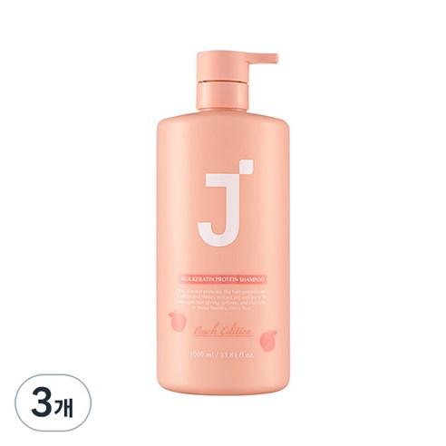 제이숲 실크 케라틴 단백질 샴푸 피치 에디션, 1000ml, 3개