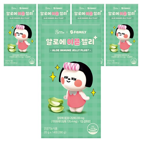 GRN 알로에 이뮨 젤리 플러스 14p, 280g, 5개