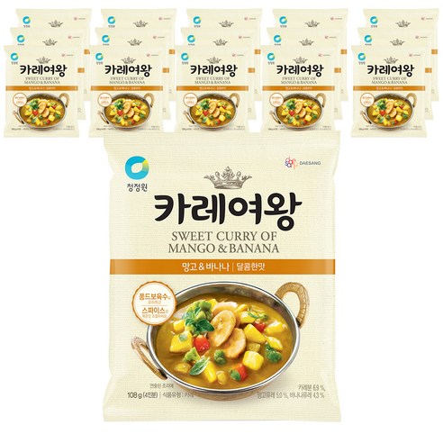 청정원 카레여왕 망고 & 바나나, 108g, 16개
