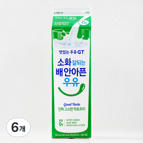 남양유업 맛있는우유GT 고소한 락토프리, 900ml, 6개