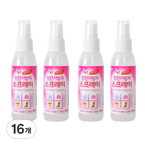 옷 정전기 방지 탈취 스프레이 섬유향수 로즈향 본품, 60ml, 16개