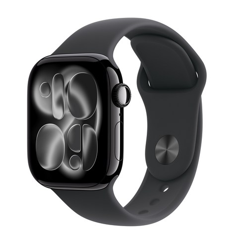 Apple 2025 애플워치 11, 제트 블랙, 42mm, GPS, 알루미늄,제트 블랙/블랙 스포츠 밴드, S/M