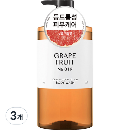 해피바스 오리지널컬렉션 등드름 자몽 바디워시, 3개, 910g