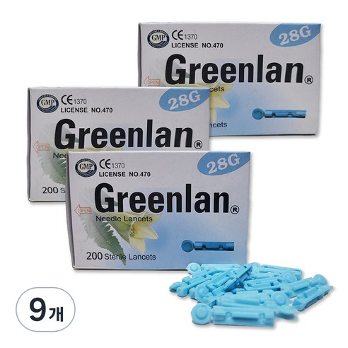 그린란 일회용 수동랜싯 니들란셋 채혈침 28G, 9개, 200개입
