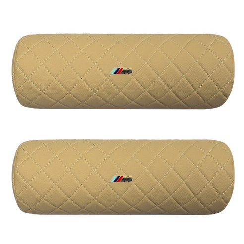 에르미 차량용 목쿠션 자동차 전체퀄팅, BMW-M+베이지, 2개