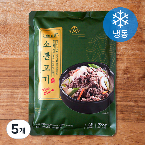 집밥장인 소불고기 더블랙 (냉동), 600g, 5개