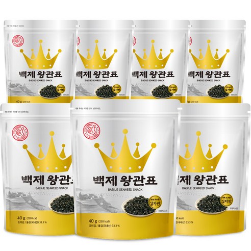 광천김 백제 왕관표 김자반, 40g, 7개