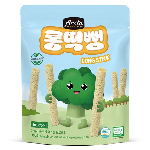 아넬라 유기농 롱떡뻥 브로콜리 롱스틱, 브로콜리맛, 30g, 1개
