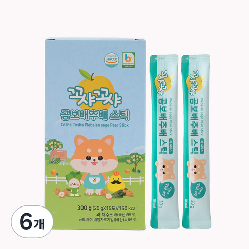 꼬샤꼬샤 곰보배추배 스틱 20g x 15p, 300g, 6개